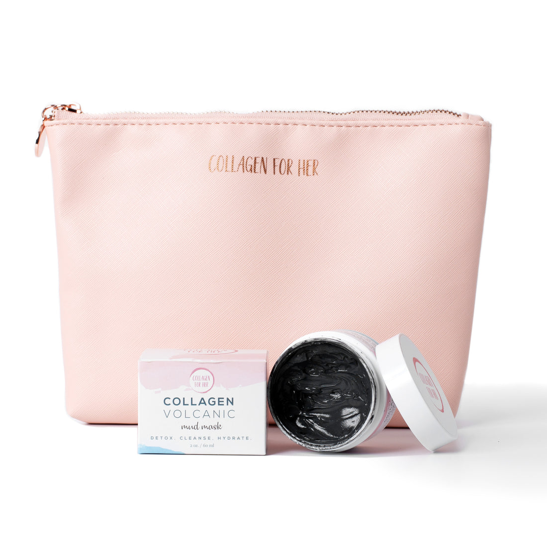 Collagen for her cosmetic bag with make-up brushes